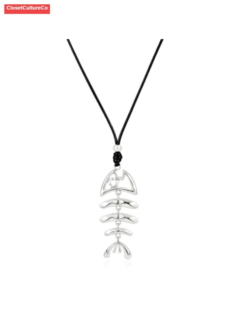 14K Gold Plated Fishbone Statement Pendant Long Necklace for Women